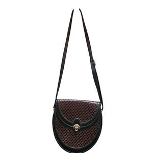 Greg Roche 2002 Vintage Leather Saddle Crossbody Shoulder Bag Black Brown